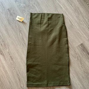NEW with Tags Stretch Knit Pencil Knee Length Skirt - Size Small - Olive Green
